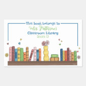 Sticker Rectangulaire Aquarelle Librairie Bibliothèque de classe Plaques (Devant)