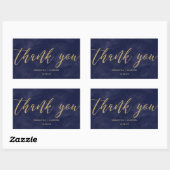 Sticker Rectangulaire Aquarelle marine simple et Merci Mariage or (Feuille)