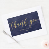 Sticker Rectangulaire Aquarelle marine simple et Merci Mariage or (Enveloppe)