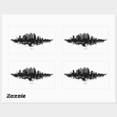 Sticker Rectangulaire Aquarelle New York Skyline noir et blanc (Feuille)