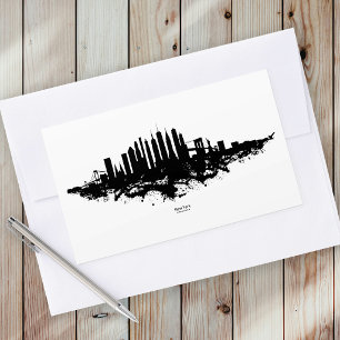 Sticker Rectangulaire Aquarelle New York Skyline noir et blanc