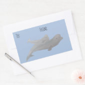 Sticker Rectangulaire Aquarelle Océan Animal Mère Bébé Beluga Baleine (Enveloppe)