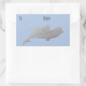 Sticker Rectangulaire Aquarelle Océan Animal Mère Bébé Beluga Baleine (Sac)