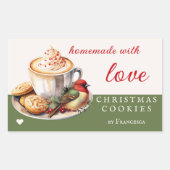 Sticker Rectangulaire Aquarelle Oiseau Cute Cookies de Noël (Devant)