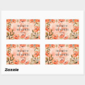 Sticker Rectangulaire Aquarelle Orange Floral Mariage (Feuille)