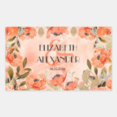 Sticker Rectangulaire Aquarelle Orange Floral Mariage (Devant)
