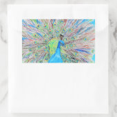 Sticker Rectangulaire Aquarelle Peacock peinture (Sac)
