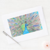 Sticker Rectangulaire Aquarelle Peacock peinture (Enveloppe)