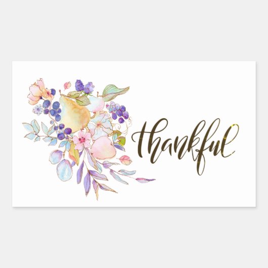 Sticker Rectangulaire Aquarelle plaisante Floral Thanksgiving (Devant)