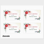 Sticker Rectangulaire Aquarelle Poinsettia Fleur Holly Noël (Feuille)