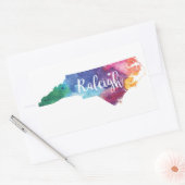 Sticker Rectangulaire Aquarelle Raleigh, la Caroline du Nord (Enveloppe)
