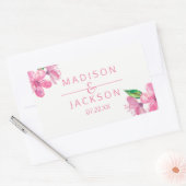 Sticker Rectangulaire Aquarelle rose Amour Blossoms Mariage Monogramme (Enveloppe)