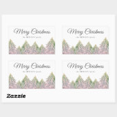 Sticker Rectangulaire Aquarelle rose Arbres Forêt Noël Artistique Re (Feuille)