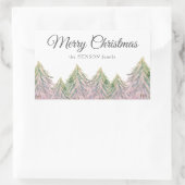 Sticker Rectangulaire Aquarelle rose Arbres Forêt Noël Artistique Re (Sac)