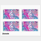 Sticker Rectangulaire Aquarelle rose bleu Paint Music Note Acier Clef (Feuille)