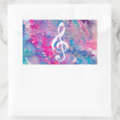 Sticker Rectangulaire Aquarelle rose bleu Paint Music Note Acier Clef (Sac)