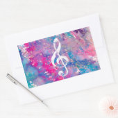 Sticker Rectangulaire Aquarelle rose bleu Paint Music Note Acier Clef (Enveloppe)