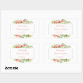 Sticker Rectangulaire Aquarelle Rose Garden Bouquet Rose (Feuille)
