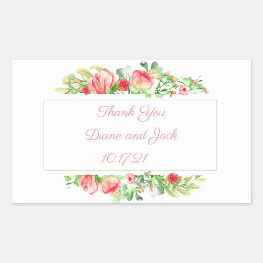 Sticker Rectangulaire Aquarelle Rose Garden Bouquet Rose (Devant)