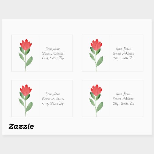 Sticker Rectangulaire Aquarelle rouge Fleur Abstraite (Feuille)