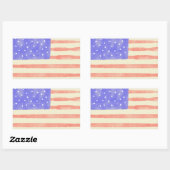 Sticker Rectangulaire Aquarelle rustique USA drapeau américain (Feuille)