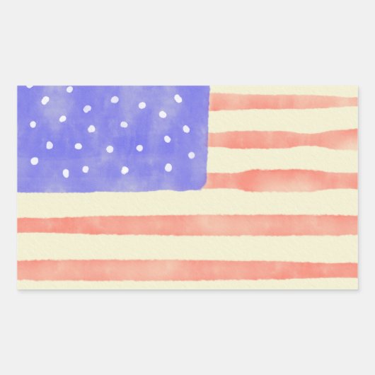 Sticker Rectangulaire Aquarelle rustique USA drapeau américain (Devant)