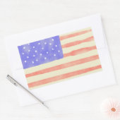 Sticker Rectangulaire Aquarelle rustique USA drapeau américain (Enveloppe)