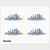Sticker Rectangulaire Aquarelle Skyline de Boston City | MA Boston moder (Feuille)