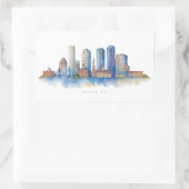 Sticker Rectangulaire Aquarelle Skyline de Boston City | MA Boston moder (Sac)