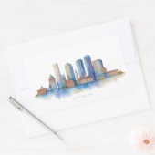 Sticker Rectangulaire Aquarelle Skyline de Boston City | MA Boston moder (Enveloppe)