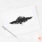 Sticker Rectangulaire Aquarelle Skyline de Chicago noir et blanc (Enveloppe)