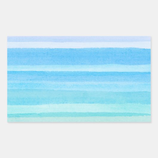 Sticker Rectangulaire Aquarelle Turquoise bleu océan Ombre Stripe (Devant)