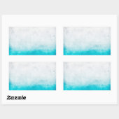Sticker Rectangulaire Aquarelle turquoise et blanche (Feuille)