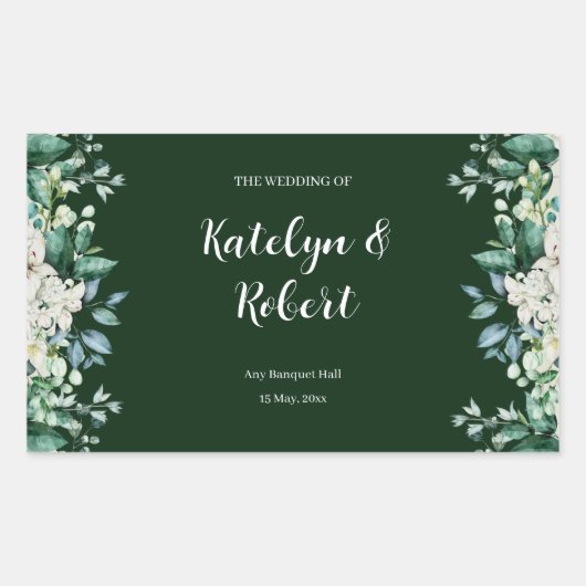 Sticker Rectangulaire Aquarelle verte Palette d'amour Mariage (Devant)