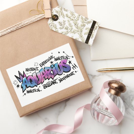 Sticker Rectangulaire Aquarius (Cadeaux)