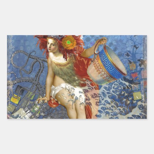 Sticker Rectangulaire Aquarius Mermaid Bleu gothique (Devant)