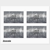 Sticker Rectangulaire Aquarius Zodiac style acier argenté déprimé (Feuille)