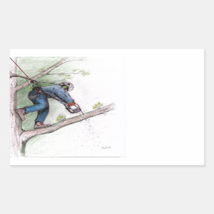 Sticker Rectangulaire Arboriste du chirurgien Arbre de bûcheron