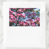 Sticker Rectangulaire Arbre de Dogwood rose (Sac)