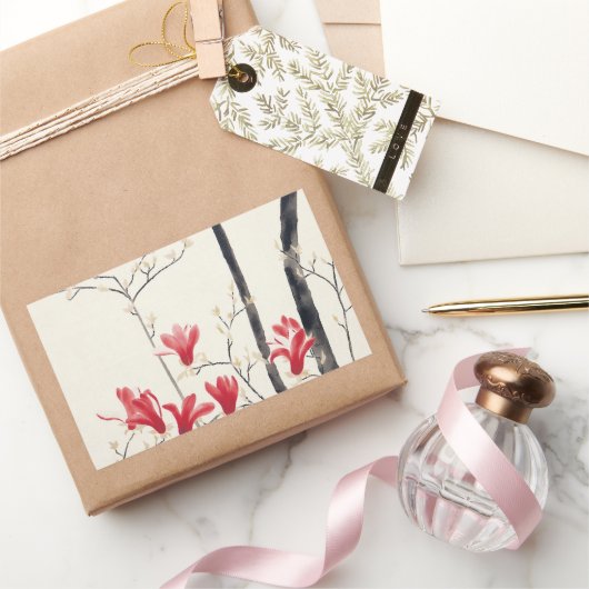 Sticker Rectangulaire Arbre de Magnolia par Kobayashi Kokei, Nature Vint (Cadeaux)