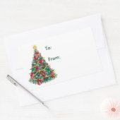 Sticker Rectangulaire Arbre de Noël - Balises cadeaux (Enveloppe)