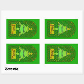 Sticker Rectangulaire Arbre de Noël celtique - Vert (Feuille)
