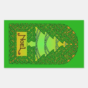 Sticker Rectangulaire Arbre de Noël celtique - Vert
