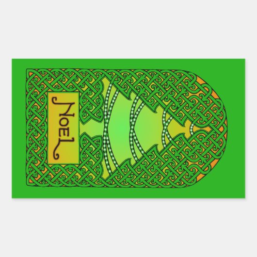 Sticker Rectangulaire Arbre de Noël celtique - Vert (Devant)