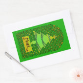 Sticker Rectangulaire Arbre de Noël celtique - Vert (Enveloppe)