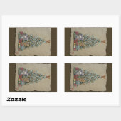 Sticker Rectangulaire Arbre de Noël et présentations (Feuille)