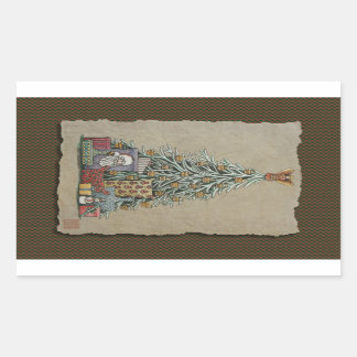 Sticker Rectangulaire Arbre de Noël et présentations
