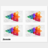 Sticker Rectangulaire Arbre de Noël, Peinture à rayures, Couleurs primai (Feuille)
