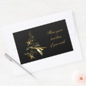 Sticker Rectangulaire Arbre de Noël sur Noir 001 (Enveloppe)