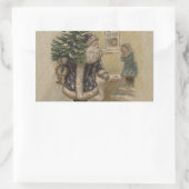 Sticker Rectangulaire Arbre de Noël vintage Père Noël (Sac)